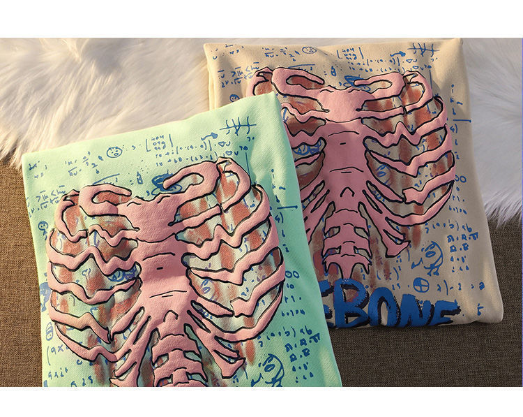 Grunge Oversized Goth Hoodie Streetwear Womens Spring Khaki Y2K Tops Skull print hip-hop Female Sweatshirts Kawaii Hoodies 220817