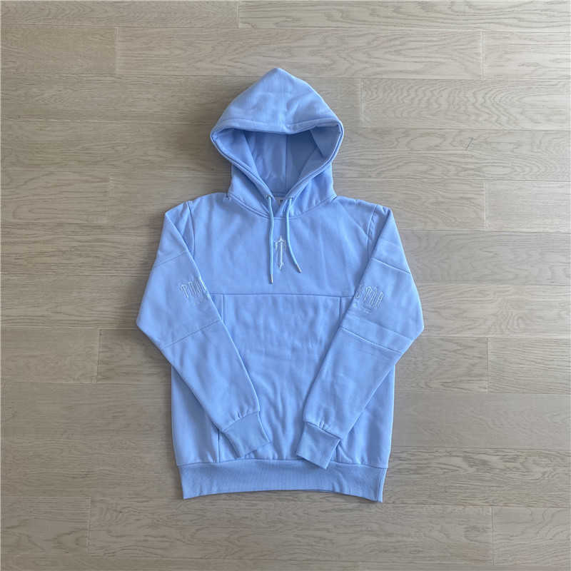 Trapstar Light Blue Men' Hoodie Embroidery and Sweatpants 2 Piece with Brorie Fall Winter Collection, Blue suit