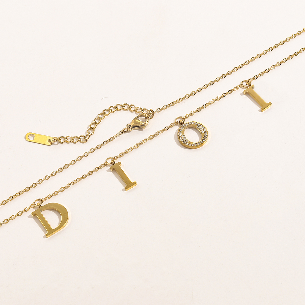 18K Gold Plated Stainless Steel Necklace Fashion Women Designer Necklaces Choker Letter Pendants Chain Crystal Wedding Jewelry Accessories ZG1403
18K Gold Plated Stainless Steel Necklace Fashion Women Designer Necklaces Choker Letter Pendants Chain Crystal Wedding Jewelry Accessories ZG1403