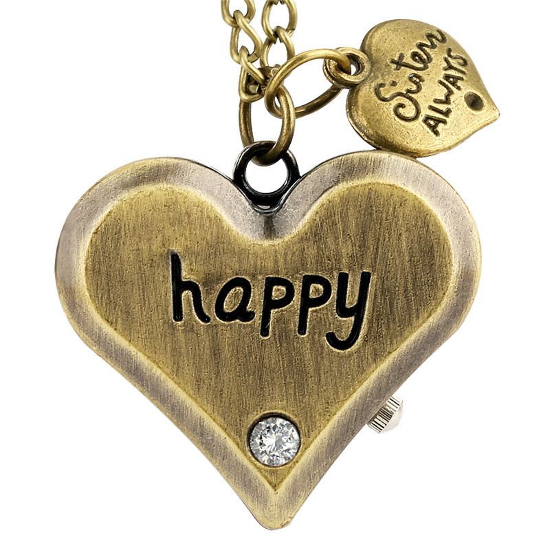 Old Fashion Pocket Watch Happy Heart Shape Arabic Number Analog Quartz Display Sweater Necklace Chain with Accessory, Bronze
Old Fashion Pocket Watch Happy Heart Shape Arabic Number Analog Quartz Display Sweater Necklace Chain with Accessory, Bronze