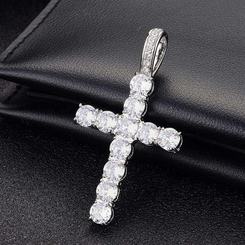 Chains Simple Cross Necklace Gold Silver Color Crystal Pendant For Men Women Couple Jewelry Gift WholeChains