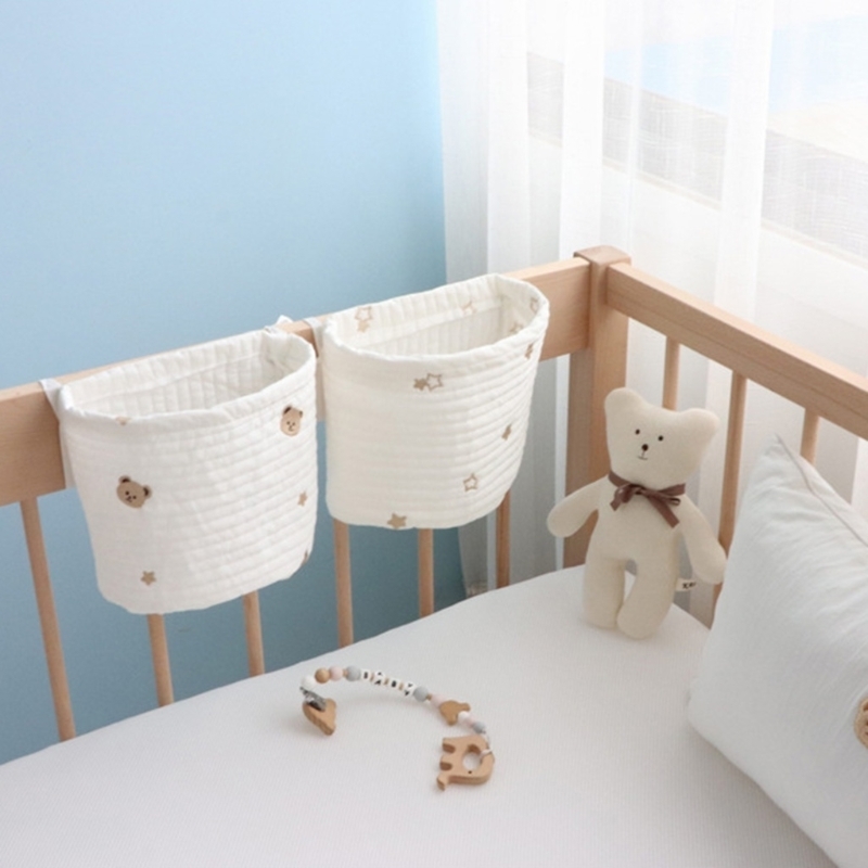 Bedside Storage Bag Baby Crib Organizer Hanging Bag for Dormitory Bed Bunk Hospital Bed Rails Book Toy Diaper Pockets Bed Holder 220531