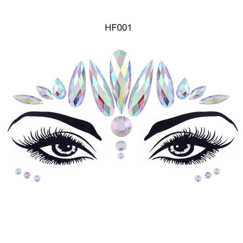 NXY Temporary Tattoo 3dtemporary Face Rhinestone Glitter Stickers Jewels Gems Festival Party Makeup Body Flash Beauty Tools 0330