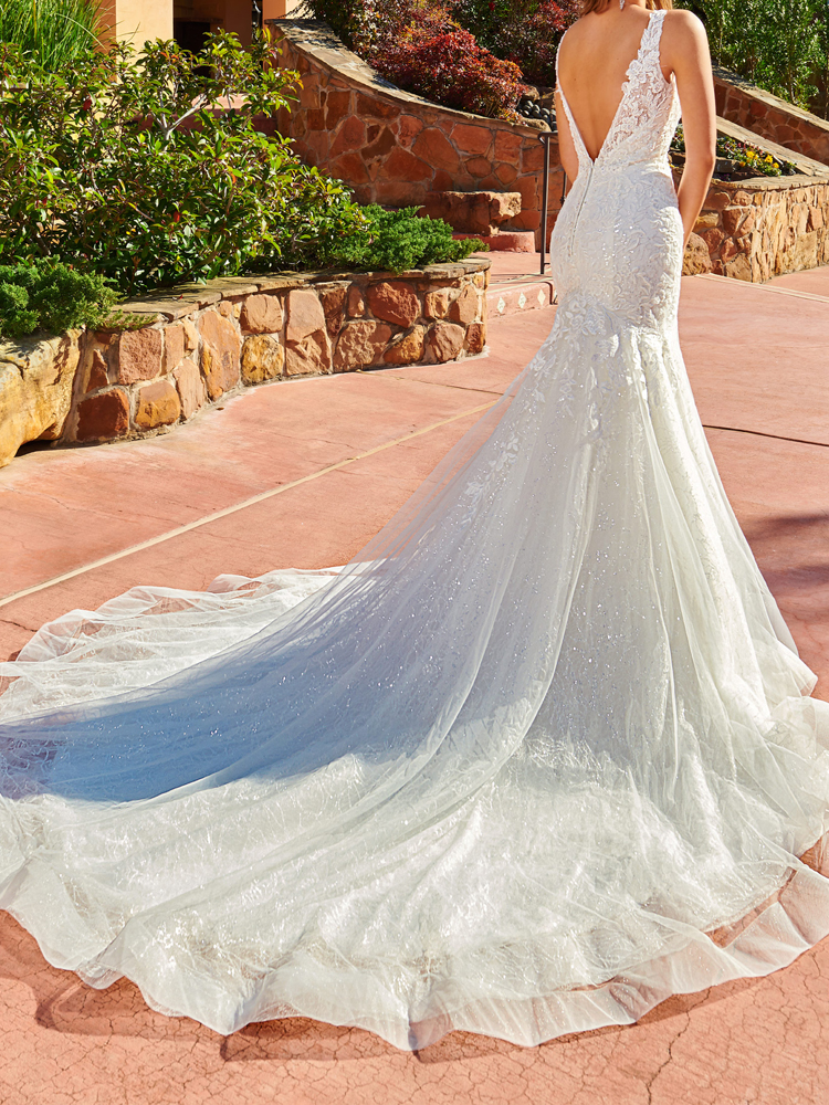 Sexy Mermaid Bridal Gowns Wedding Dresses Floral Applique with Sequins Court Train
