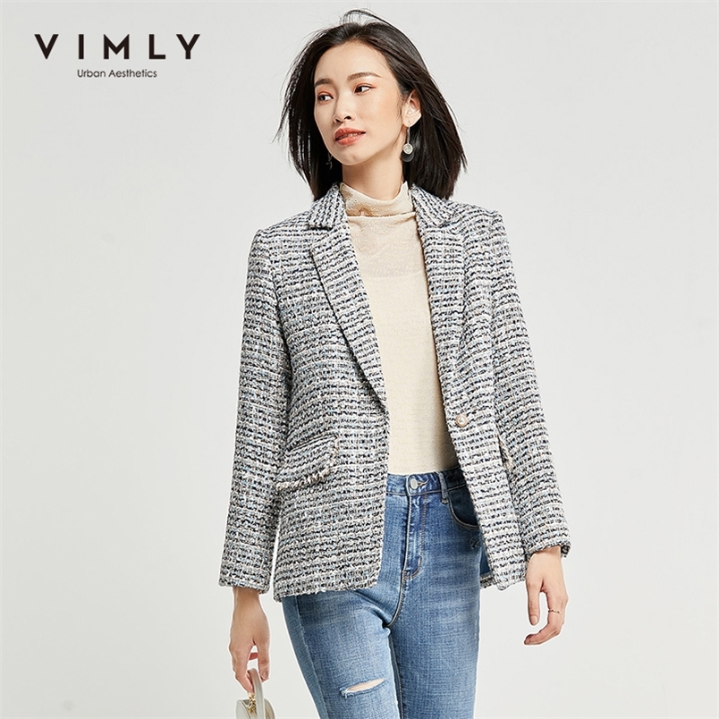 Vimly Women Blazers Autumn Spring Elegant Lapel Single Button Tweed Jacket Slim Business Casual Coat Female F3728 220402, Grey blue
Vimly Women Blazers Autumn Spring Elegant Lapel Single Button Tweed Jacket Slim Business Casual Coat Female F3728 220402, Grey blue