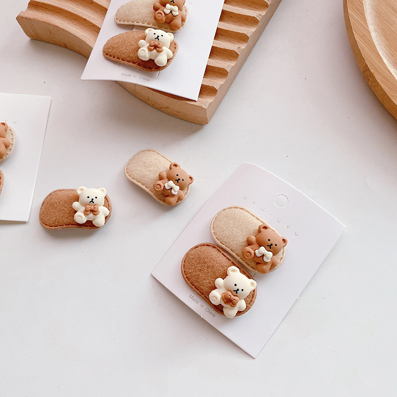2 Buah Jepit Rambut Anak Jepit Rambut Beruang Lucu untuk Bayi Perempuan Model Koren Fashion Baru Aksesori Rambut Anak Bando Busur 220611