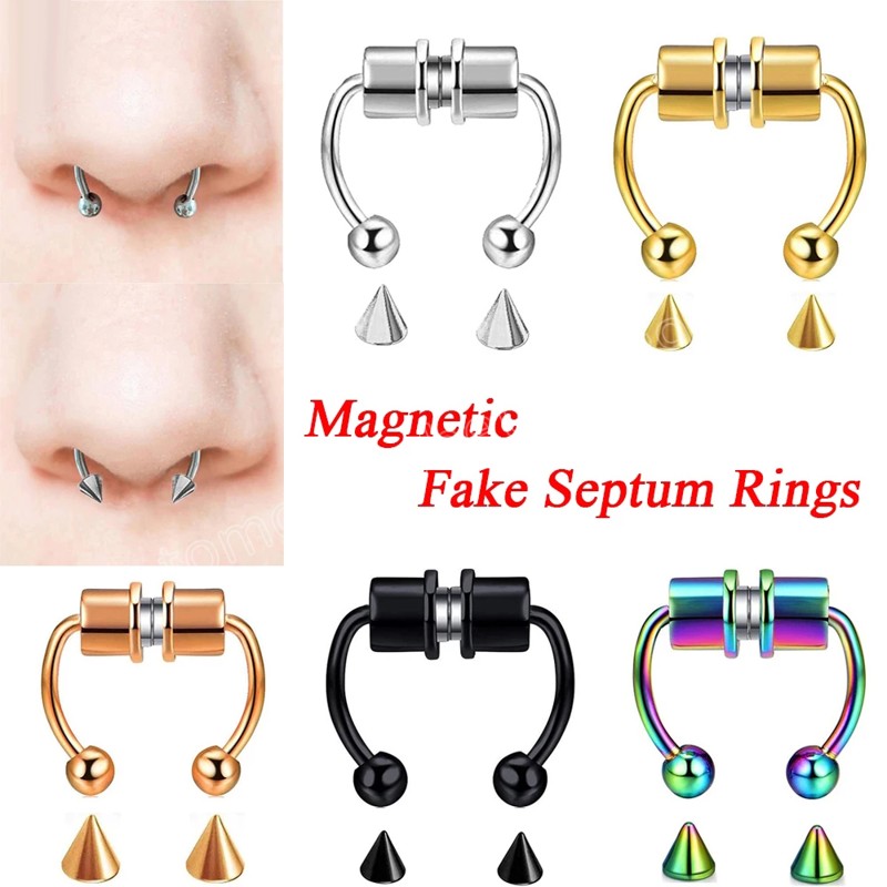 Fake Magnetic Piercing Septum Hoop Faux Nose Rings Stud Steel Balls Spikes Non Piercings Jewelry Reusable Magnet Earrings
Fake Magnetic Piercing Septum Hoop Faux Nose Rings Stud Steel Balls Spikes Non Piercings Jewelry Reusable Magnet Earrings