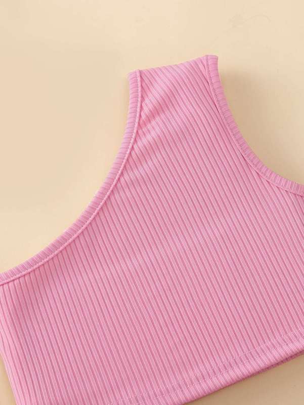 Toddler Girls Rib-knit One Shoulder Top & Floral Print Belted Skirt SHE05