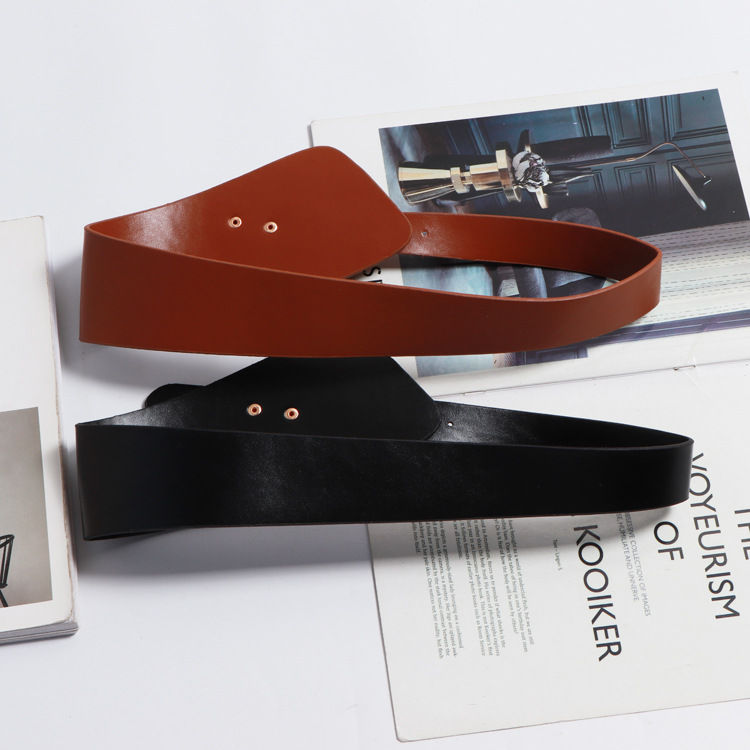 Irregular Genuine Leather Wide Multicolor Belt Personality Women New Fashion Tide All-match Spring Autumn