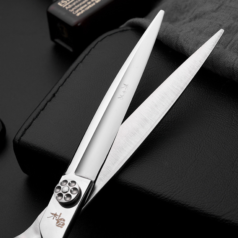 7.0 inch Silver Professional Hair Scissors Japan 440C Steel Hair Cutting Barber Shears High Quality Styling Flat Teeth Blades 220621