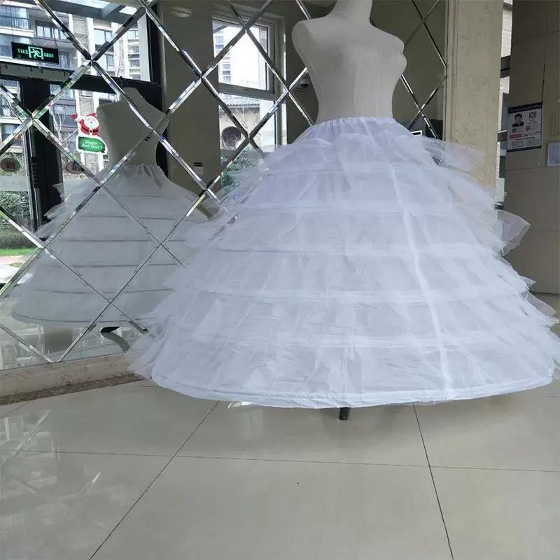 High Quality 6 Hoops Petticoats Big White Quinceanera Dress Petticoat Super Fluffy Crinoline Slip Underskirt For Wedding Ball Gown