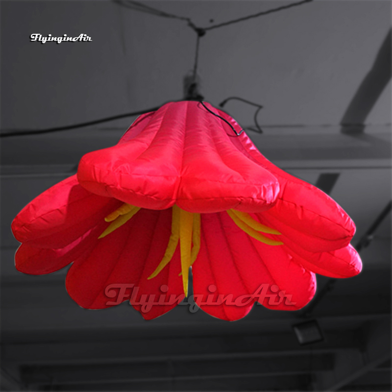 Beautiful Large Illuminated Inflatable Lily Flower Balloon With LED Light For Musical Theater Stage Decoration