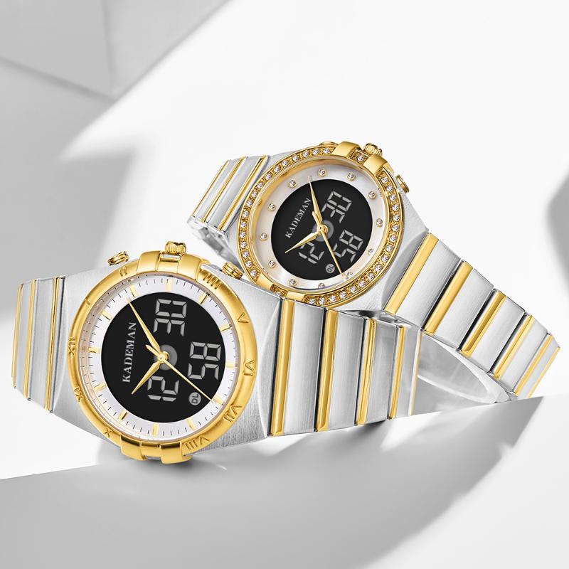 Wristwatches KADEMAN Couple Watch Set Pair Women Men Watches 2022 Stainless Steel Dual Display Quartz Digital Lover Gift, Silver women
Wristwatches KADEMAN Couple Watch Set Pair Women Men Watches 2022 Stainless Steel Dual Display Quartz Digital Lover Gift, Silver women
