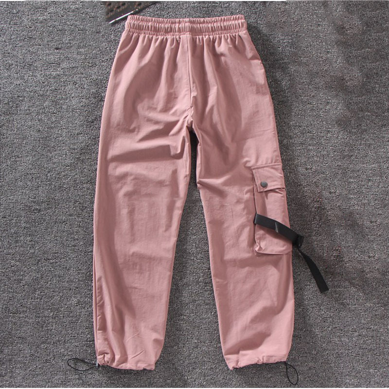 Autumn Streetwear embroidery Cargo Pant Harajuku BF Loose Big Pocket Hearm High Waist Female Trousers 220325