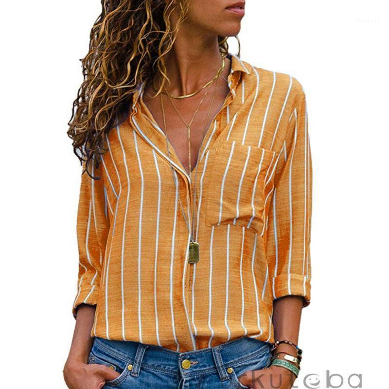 Women Shirt Striped Long Sleeve Summer Autumn Tops Button Lady Casual Polyester Loose Blouse Office Women's Blouses & Shirts, Blue
Women Shirt Striped Long Sleeve Summer Autumn Tops Button Lady Casual Polyester Loose Blouse Office Women's Blouses & Shirts, Blue