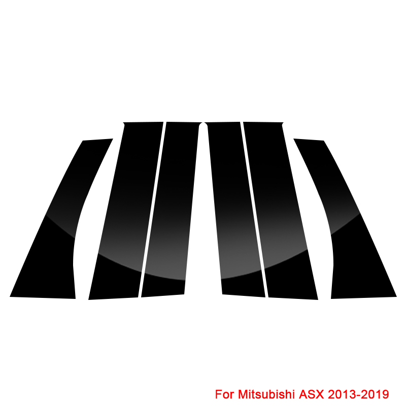 6PCS Car Window Center Pillar Sticker PVC Trim AntiScratch Film For Mitsubishi ASX Outlander ZJ ZK 2013Presen Auto Accessories