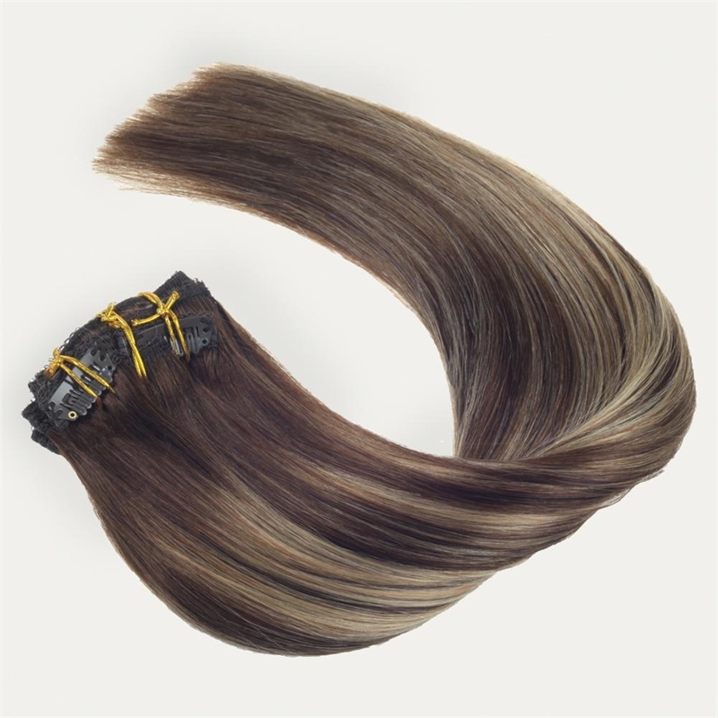 Clip In Human Hair High Grade 100G Balayage Ombre Color Straight Natural Extension With Double Drawn W220401 250520
