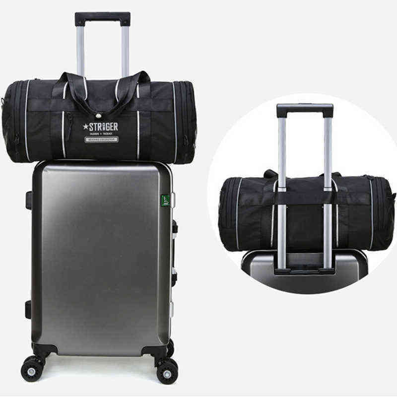 Brand Round Barrel Oxford Cloth Travel Bag Women Fashion Shoulder Men Fitness Couple Crossbody Shoe s for 220608