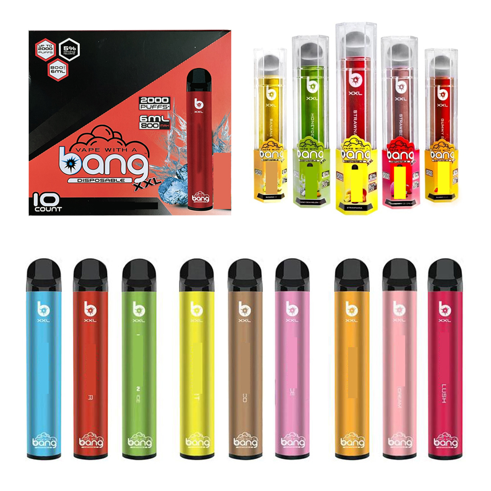 100% Original Bang XXL 2000 Puffs E Cigarette Disposable Device Pod XXtra Kit Vape Pen With 850mah Battery 5% NIC
100% Original Bang XXL 2000 Puffs E Cigarette Disposable Device Pod XXtra Kit Vape Pen With 850mah Battery 5% NIC