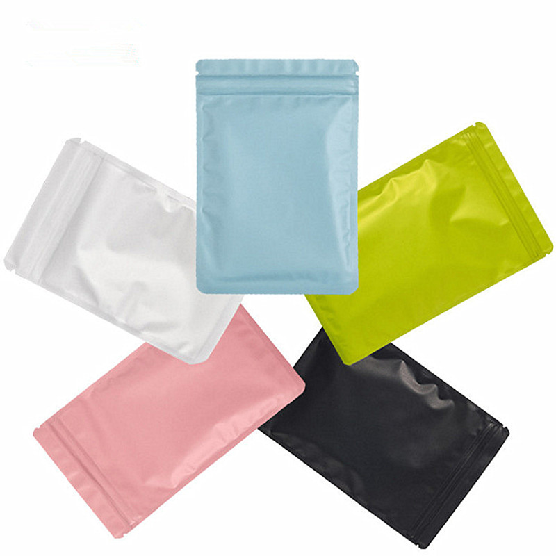 100pcs Flat Bottom Aluminum Foil Zip Lock Packaging Bags Resealable Snack Ground Coffee Beans Chocolate Tea Sugar Beaf Christmas Wedding Gifts Storage