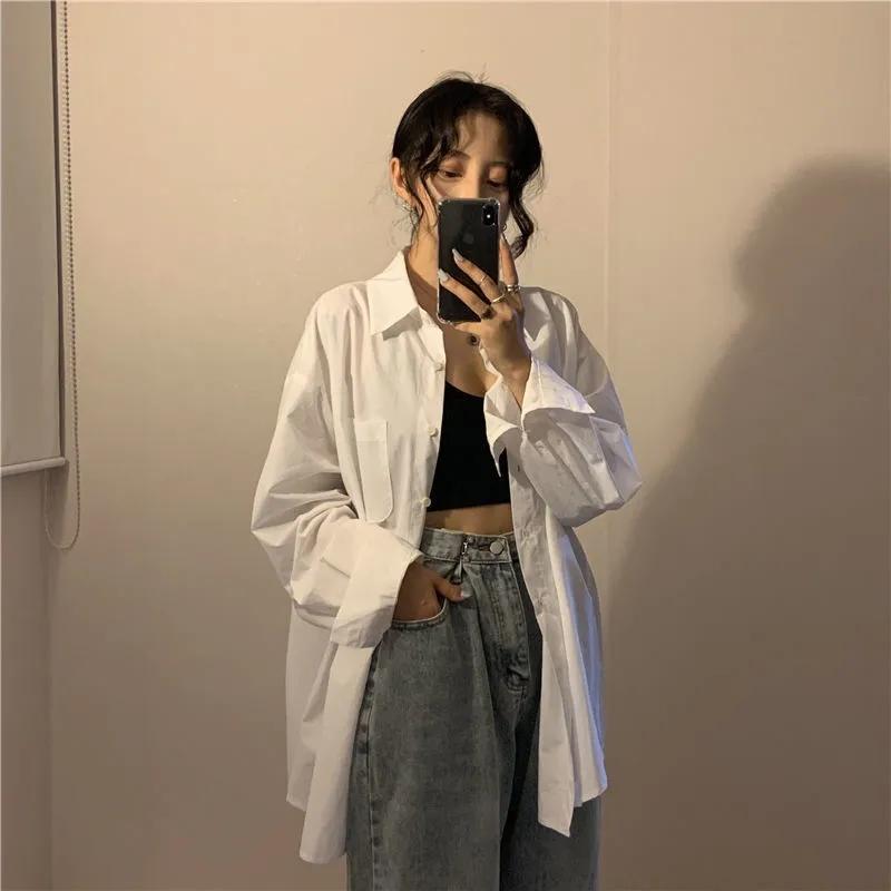 Women' Blouses & Shirts Zadily 2022 Autumn Street BF Style Oversize Long Sleeve Button Up Women White Shirt Loose Basic Plus Size Female Cl 
Women' Blouses & Shirts Zadily 2022 Autumn Street BF Style Oversize Long Sleeve Button Up Women White Shirt Loose Basic Plus Size Female Cl