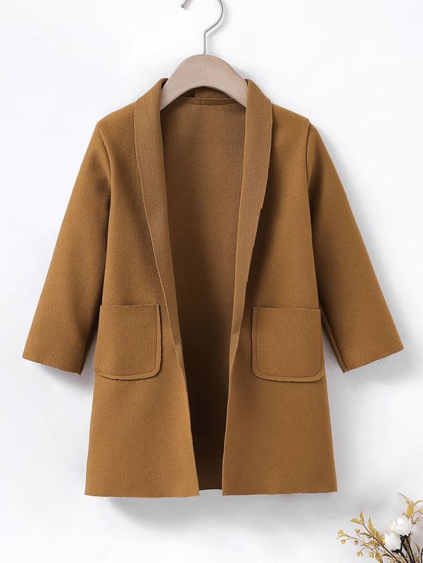 Toddler Boys Pocket Patched Open Front Overcoat SHE
