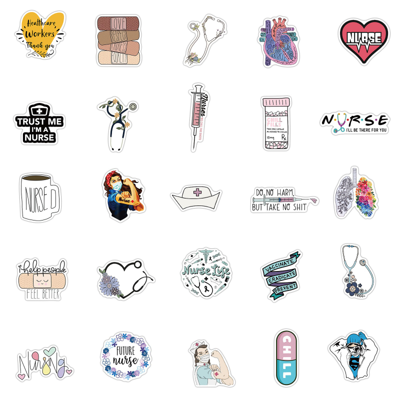 50Pcs/Lot International Nurses Day Sticker graffiti Stickers for DIY Luggage Laptop Skateboard Motorcycle Bicycle Stickers