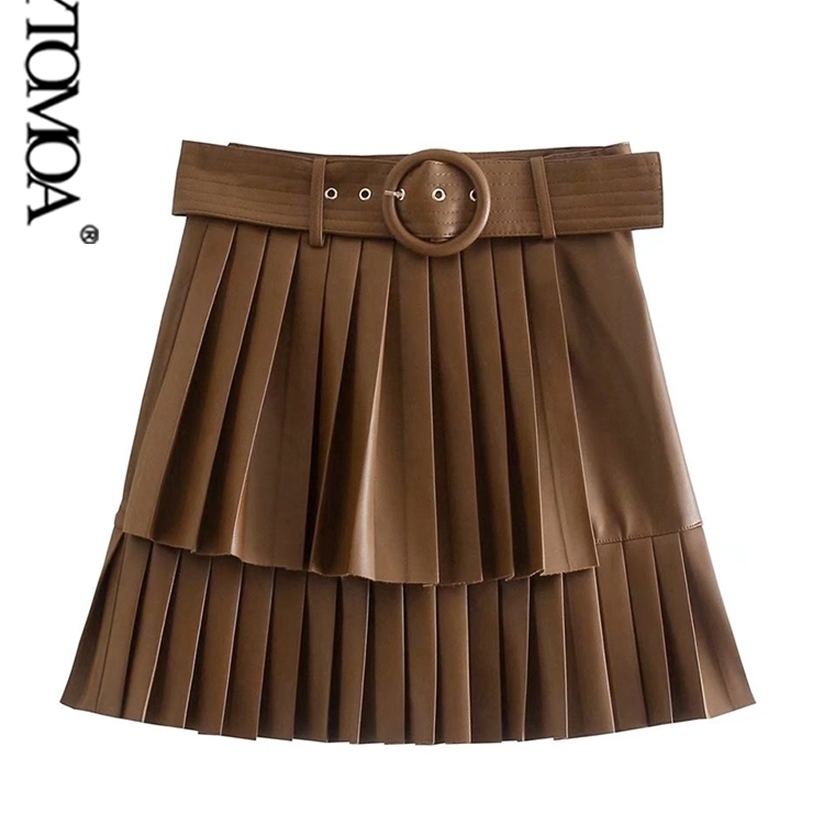 KPYTOMOA Women Fashion With Belt Faux Leather Pleated Mini Skirt VIntage High Waist Side Zipper Female Skirts Mujer 220322, As picture
KPYTOMOA Women Fashion With Belt Faux Leather Pleated Mini Skirt VIntage High Waist Side Zipper Female Skirts Mujer 220322, As picture