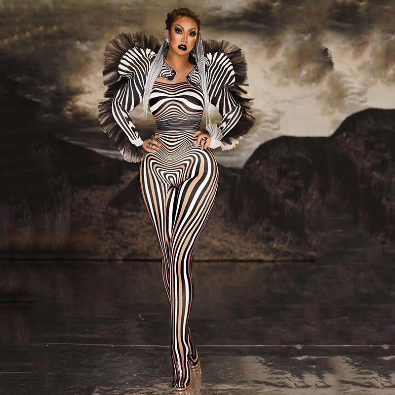 Fashion Zebra Pattern Jumpsuit Women Singer Sexy Stage Outfit Bar DS Dance Cosplay Bodysuit Performance Show Costume 220322, Beige
Fashion Zebra Pattern Jumpsuit Women Singer Sexy Stage Outfit Bar DS Dance Cosplay Bodysuit Performance Show Costume 220322, Beige