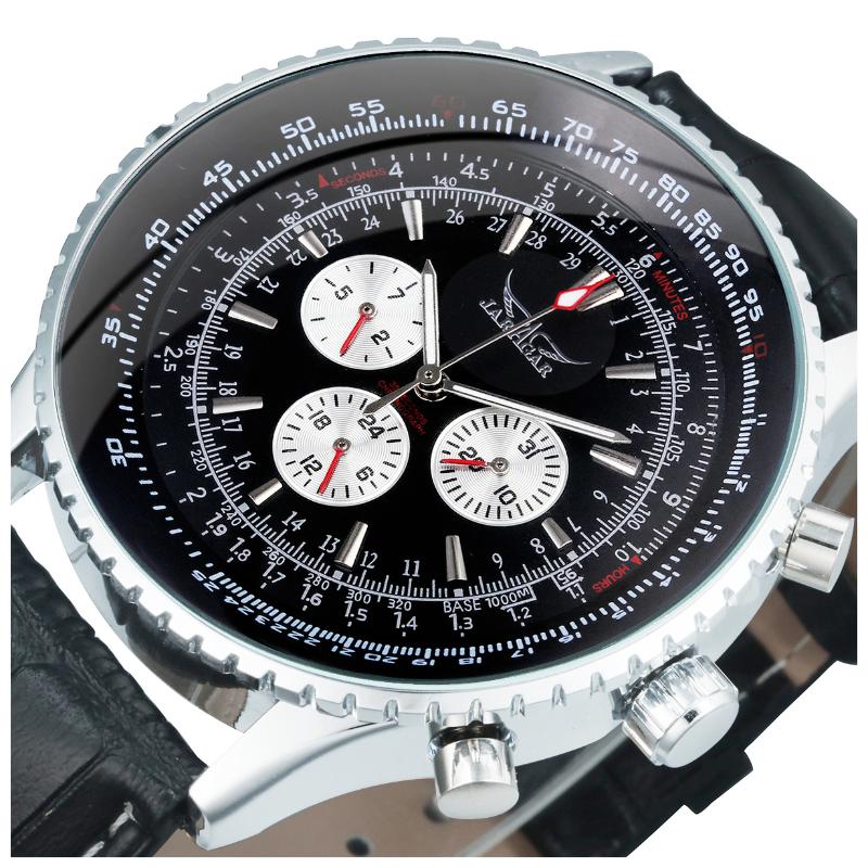 Wristwatches JARAGAR Top Men Mechanical Automatic Watch Male Wrist Watches Leather Band Luminous Hands Working Sub-dials, White
Wristwatches JARAGAR Top Men Mechanical Automatic Watch Male Wrist Watches Leather Band Luminous Hands Working Sub-dials, White