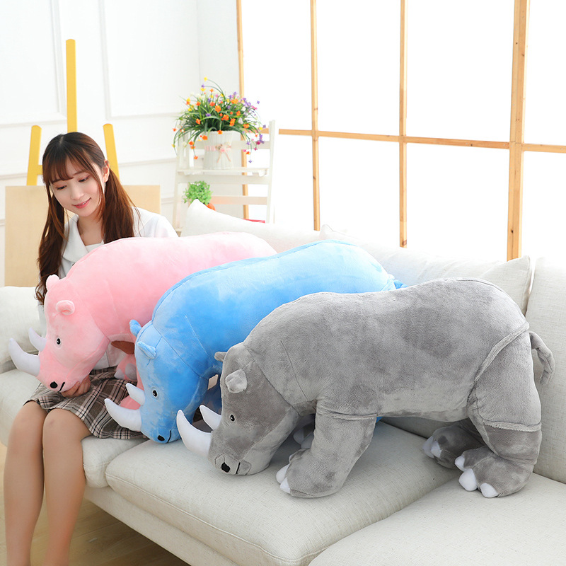 Cute Animal Rhino Plush Toy Big Soft Simulation Rhinoceros Doll Children039s Girls Birthday Gift 31inch 80cm