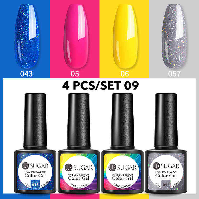 Nail Gel Toy Polish Set 4pcs 6pcs Kit Glitter Vernis Semi Permanent Base Top Uv Led Art 0328