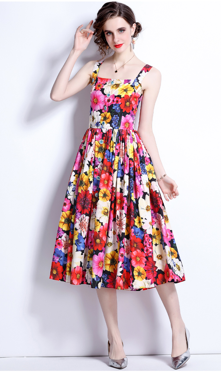 2022 Summer Beach Slip Casual Dress Women's Off Shoulder Backless Floral Print Single Breasted Holiday Vestidos Sexys Mujer Evening Party Dress