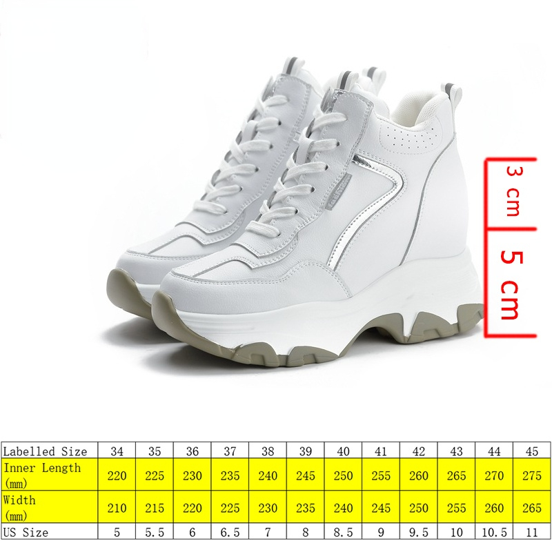 8cm genuine leather women sneakers chunky shoes platform wedge hidden heel comfy breathable women casual shoes za fashion, White no plush
8cm genuine leather women sneakers chunky shoes platform wedge hidden heel comfy breathable women casual shoes za fashion, White no plush
