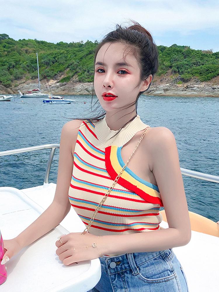 Women's Tanks & Camis Sleeveless Cold Shoulder Summer Tank Tops Women Sexy Colorful Striped Knitted Casual Ruffles Beach Knitwear Boho Halte, Yellow
Women's Tanks & Camis Sleeveless Cold Shoulder Summer Tank Tops Women Sexy Colorful Striped Knitted Casual Ruffles Beach Knitwear Boho Halte, Yellow