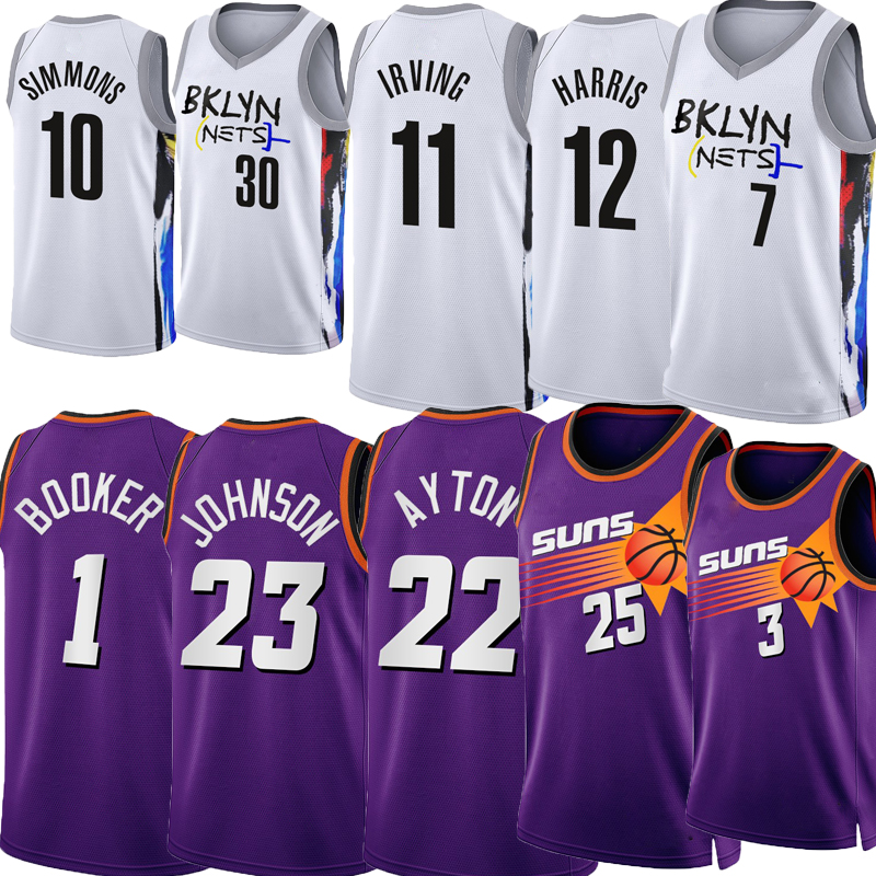 Men Basketball jersey 22-23 Chris 3 Paul Booker 1 Bridges 25 Ayton 22 Johnson 23 Irving 11 Durant 7 Simmons 10 Curry 30 Harris 12 Basketball Jerseys