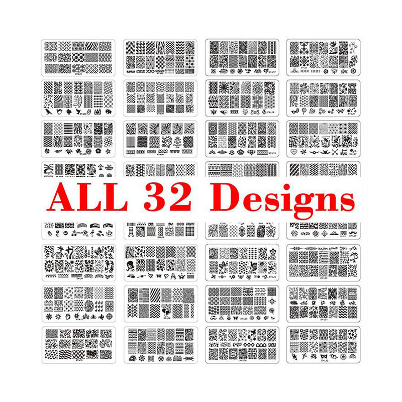 32pcs Nail Stamping Plates DIY Image Plastic Nail Art Manicure Templates for Nail Decorations Art Manicure