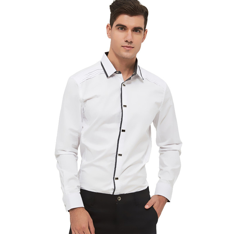 MIACAWOR Top Quality Shirt Men 100% Cotton Dress s Spring Long Sleeve Casual Wedding White s C013 220322