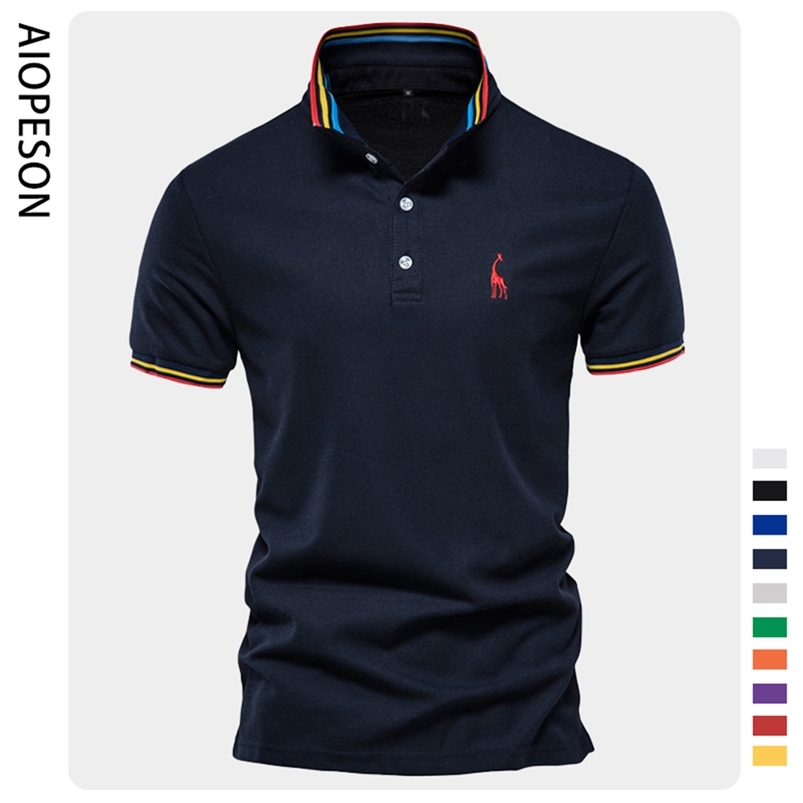AIOPESON Summer Polo Men Solid Giraffe Embroidery Short Sleeve Polo Shirts for Men Fashion Stand Collar Mens Shirts 220418, White
AIOPESON Summer Polo Men Solid Giraffe Embroidery Short Sleeve Polo Shirts for Men Fashion Stand Collar Mens Shirts 220418, White