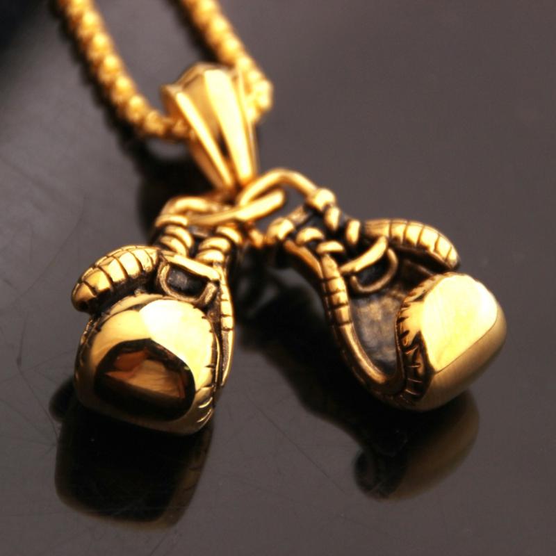 Pendant Necklaces 2pcs/set Mens Unisex Stainless Steel Silver Color/gold Black Boxing Gloves Necklace Sport Colar Jewelry Christmas Giftpend