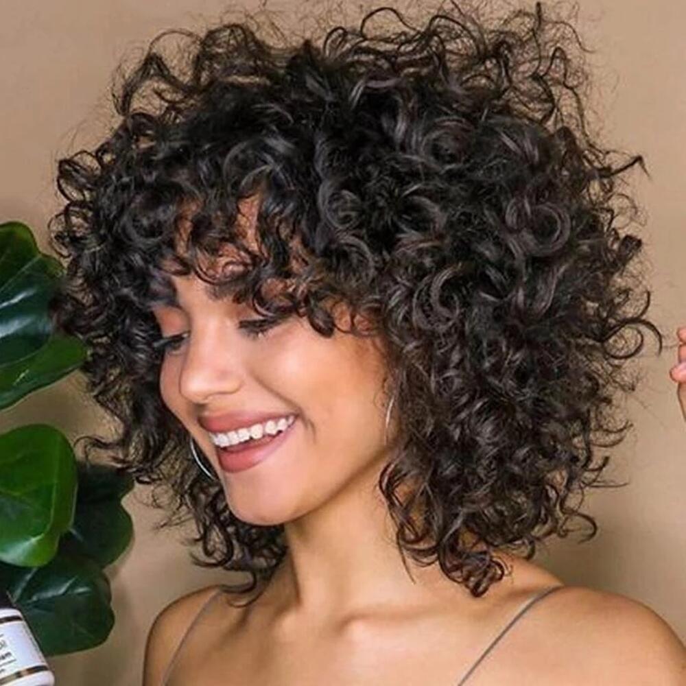 Short Curly PIXIE CUT Human Hair Wigs For Black Women Peruvian Remy Full Wig With Bangs Bouncy Curl Cosplay Wig Nature Wave, Natural color
Short Curly PIXIE CUT Human Hair Wigs For Black Women Peruvian Remy Full Wig With Bangs Bouncy Curl Cosplay Wig Nature Wave, Natural color
