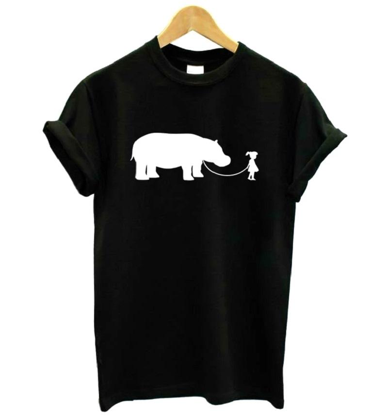 Women' T-Shirt Girl Walking Hippopotamus Print Women Tshirt Casual Cotton Hipster Funny T Shirt For Lady Top Drop ShipWomen, S431
Women' T-Shirt Girl Walking Hippopotamus Print Women Tshirt Casual Cotton Hipster Funny T Shirt For Lady Top Drop ShipWomen, S431