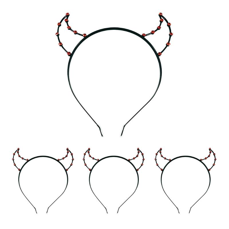 Other Event Party Supplies Devil Horn Headband Rhinestone Headwear For Halloween Wear Hair Band Shiny Birthday Headpiece