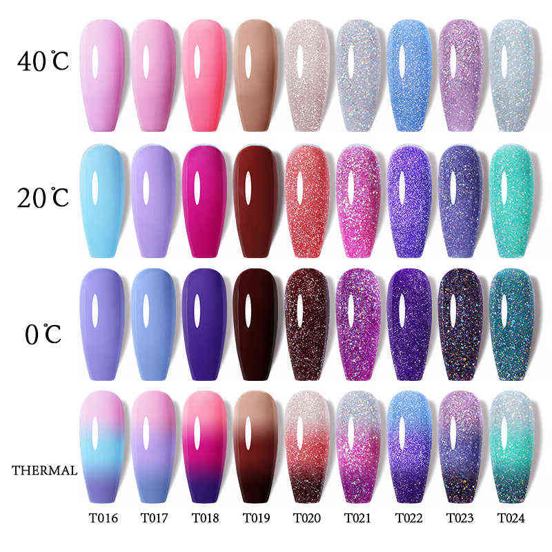 NXY Nail Gel Thermal Polish Rainbow Glitter 3 Colors Change All for Manicure Semi Permanent s Art Uv Varnishes 0328