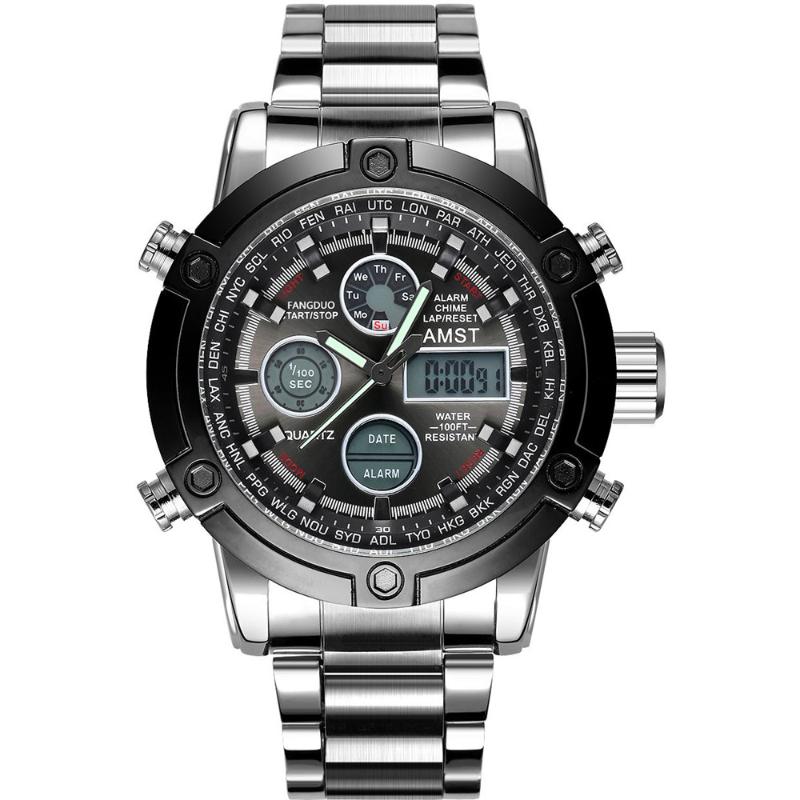 Wristwatches Male Fashion Sport Military 2022 AMST Watches Men 5ATM 50m Dive LED Digital Analog Quartz, Steel silver white
Wristwatches Male Fashion Sport Military 2022 AMST Watches Men 5ATM 50m Dive LED Digital Analog Quartz, Steel silver white
