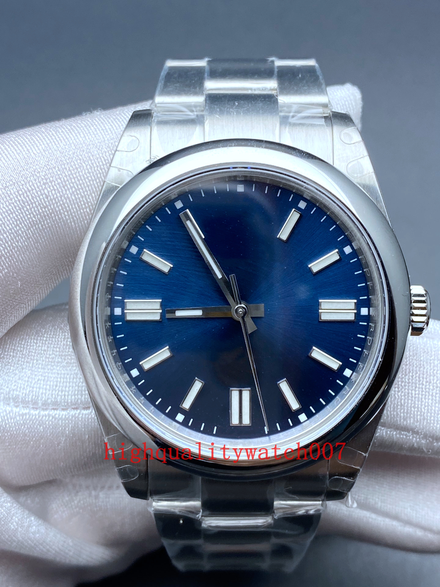 Classic Series Men's watches Blue Dial 41mm 124300 Stainless Steel Bracelet ETA 2813 Movement Automatic watches for men running Wristwatches