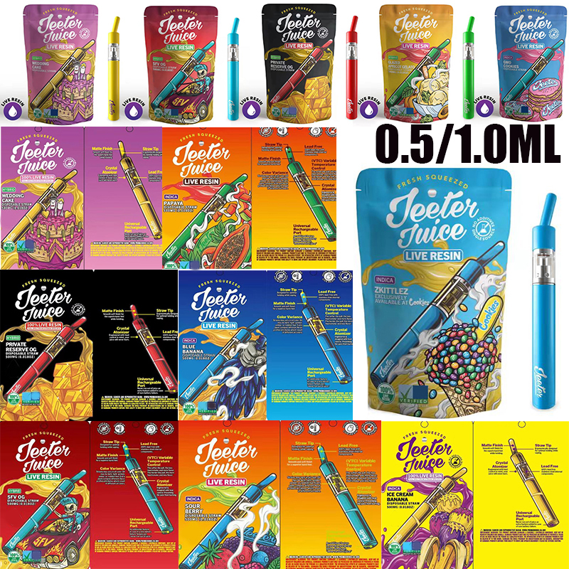1ML 0.5ML JEETER 10 Flavors Disposable Vape Pen E Cigarettes 180mAh Battery Vaporizer Rechargeable Empty Cartridges Packaging With Bottom USB Chargers Preheating
1ML 0.5ML JEETER 10 Flavors Disposable Vape Pen E Cigarettes 180mAh Battery Vaporizer Rechargeable Empty Cartridges Packaging With Bottom USB Chargers Preheating