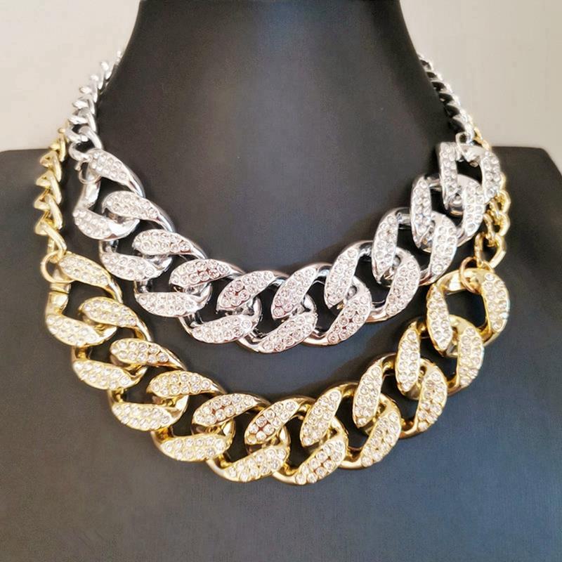 Chokers Fashion Punk Cuban Necklace Collar Statement Rhinestone Silver Color Thick Chain Women JewelryChokers
Chokers Fashion Punk Cuban Necklace Collar Statement Rhinestone Silver Color Thick Chain Women JewelryChokers