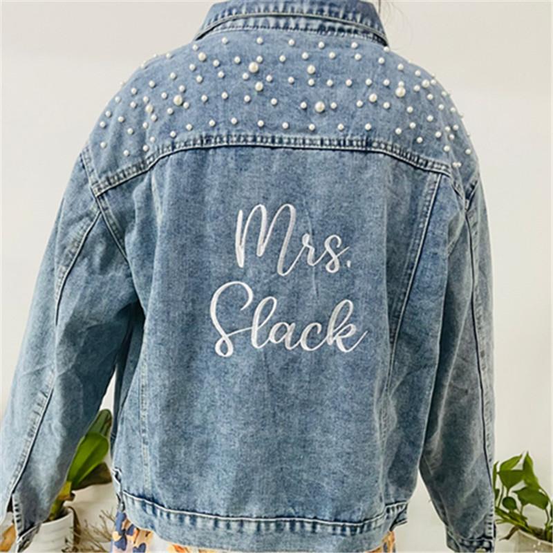 Women' Jackets Custom Embroidered Mrs Denim Jacket With Pearls / Personalized Jean Bride Wedding Gift For BrideWomen, Black
Women' Jackets Custom Embroidered Mrs Denim Jacket With Pearls / Personalized Jean Bride Wedding Gift For BrideWomen, Black