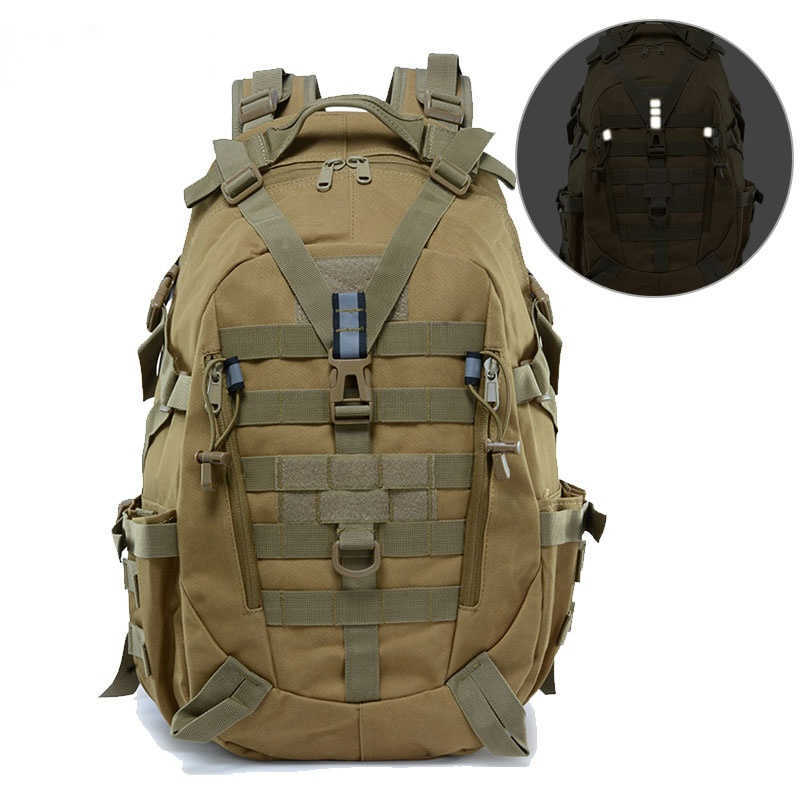 

40L Camping Backpack Military Duffle Sports Bag Men Travel Bags Tactical Army Climbing Rucksack Hiking Outdoor Reflective Bag, Jungle digital